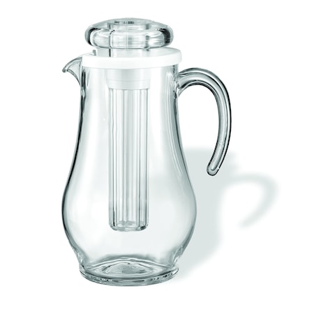 Service Ideas Plastic Water Pitcher with Ice Tube, 1.9 Liter, Smooth Body SWP19SB